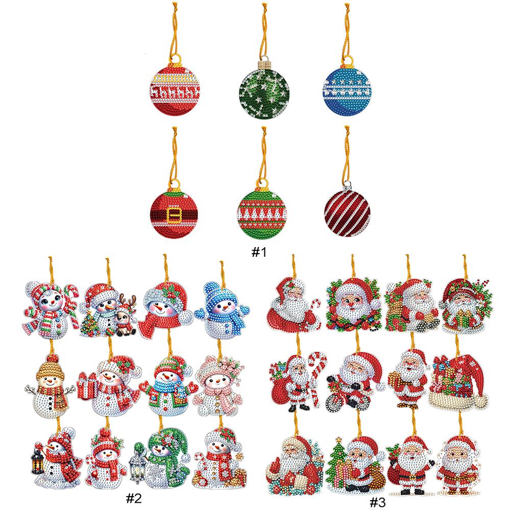 Weihnachtsthema 2D/Flach DIY Strass Diamant Malerei Fensteranhänger Einseitig Bohren Diamant Malerei Anhänger DIY Heimdeko Hängeanhänger