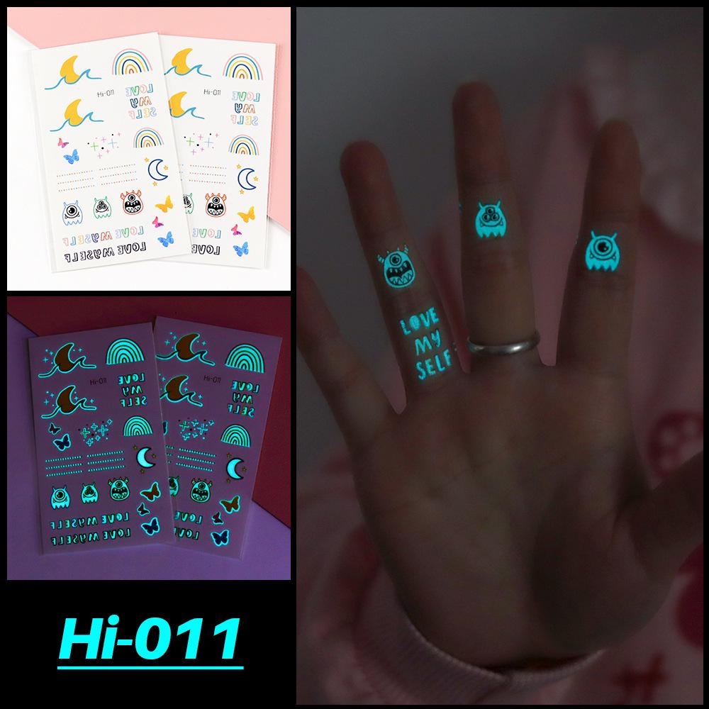 Electric Sound Festival Waterproof Blue Luminous Rainbow Tattoo Stickers