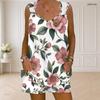 Women Plus Size Floral Printed Sleeveless Ring Strap Tank Top Pocket Shorts Two Piece Set