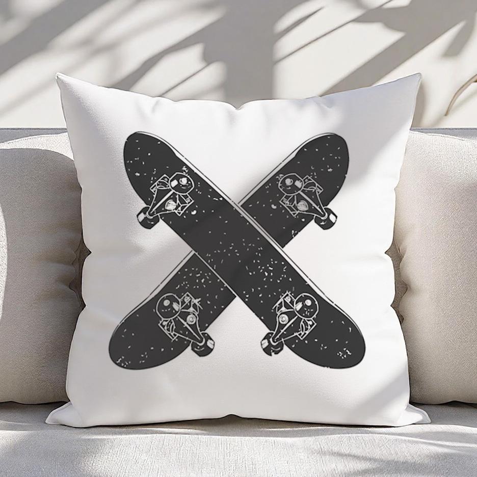 pc Skateboard X Pillow Cover Vintage Crossed Boards Design Cushion Case for Sofa Bedroom Home Decor Gift xcm