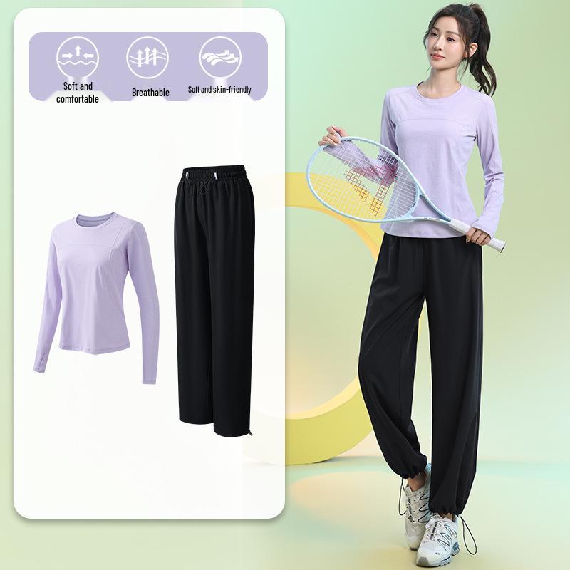 Women's Quick-Dry Slimming Sports Suit: Long Sleeve, Loose Fit for Running & Fitness