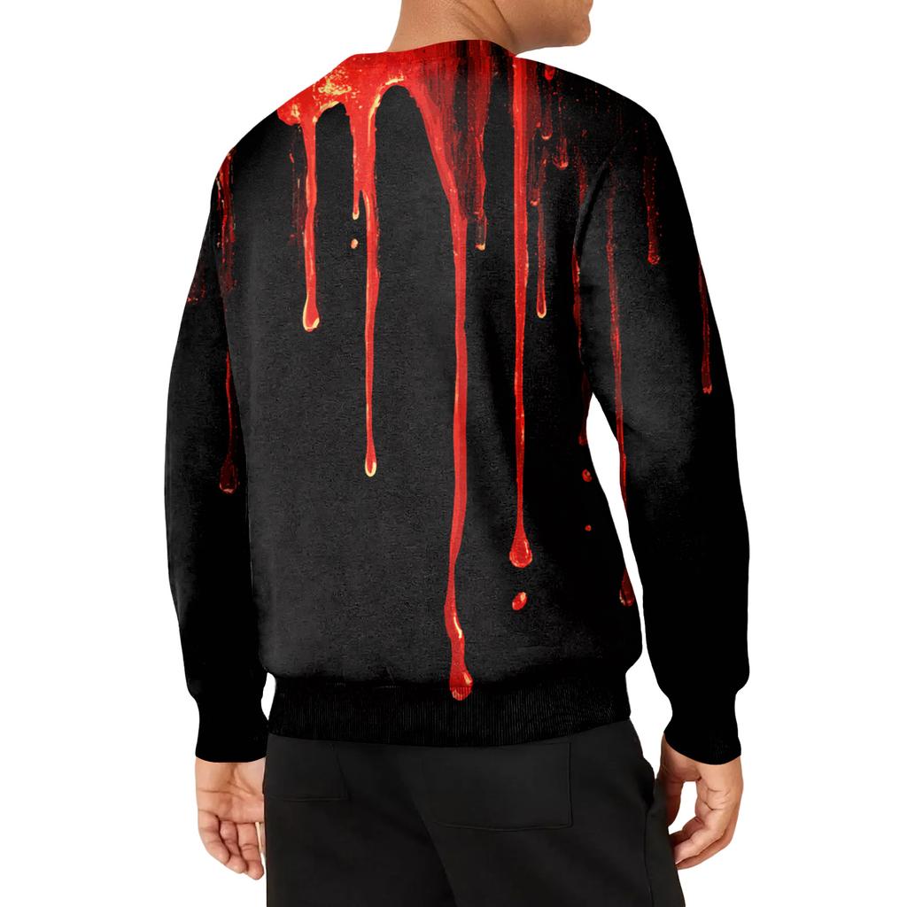 Men's Casual Fashion Printed Round Neck Pullover Sweatshirt