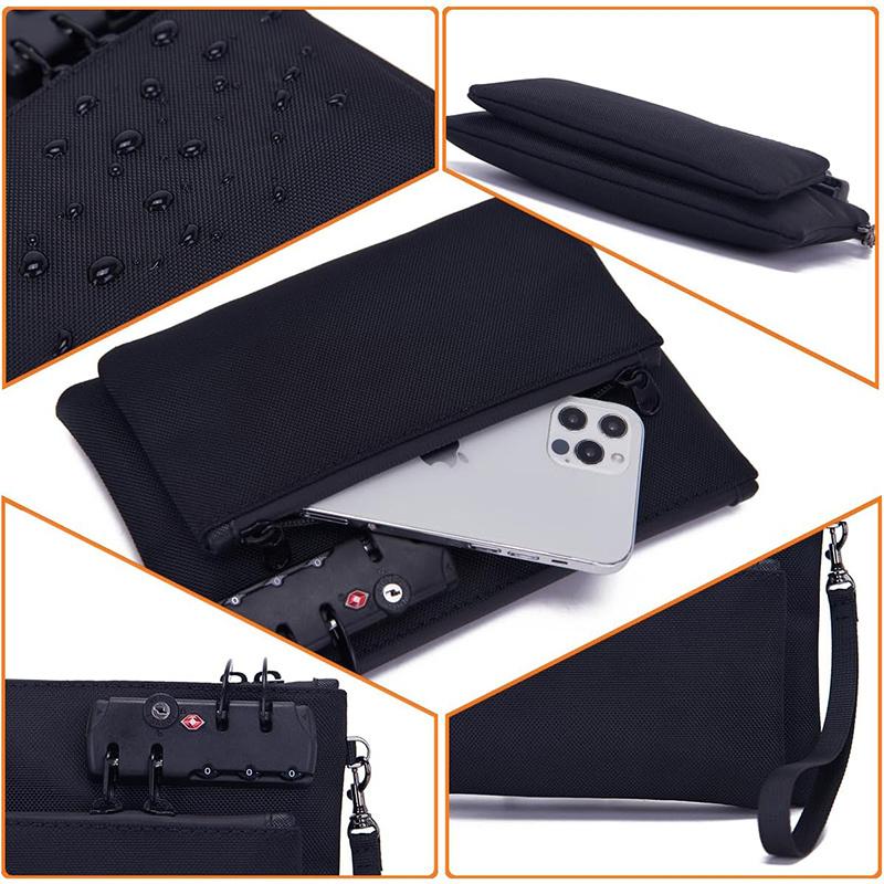 Lockable Document Pouch Durable Oxford Satin Zippered Security Bag for Passport Notary Storage Reinforced Double Layer Organizer