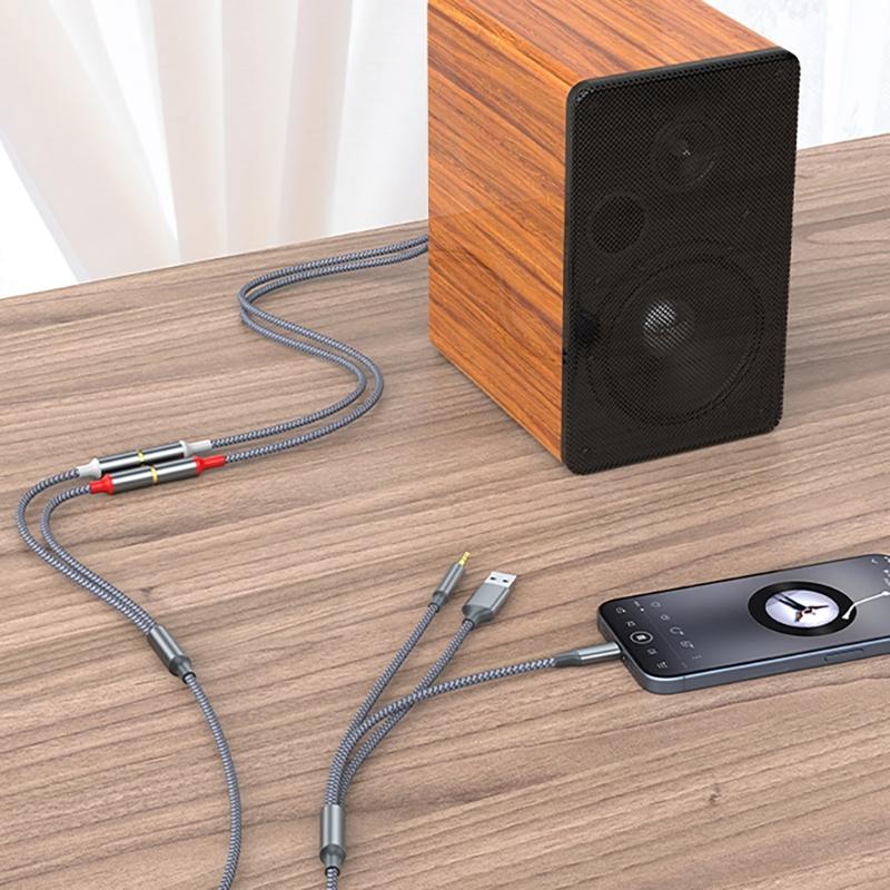 3 In 1 Auditory Cable Adapter USB TypeC 3.5mm To 2RCA for Amplifiers Stereo Sound For Home Theater Connection