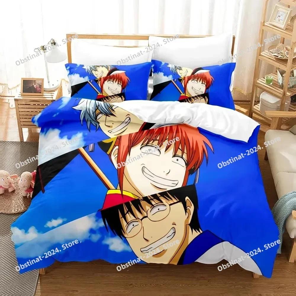 Anime GINTAMA Gintoki Printed Bed Set Duvet Cover Pillowcase Bedding Set Bed Linen Sheet Quilt Cover Full Queen King Size
