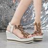 Fashion 2025 Summer Women's Fashion Bow Design Fish Mouth Casual Sandals Shiny Open Toes Comfortable Versatile Beach Wedge Heel Sandals