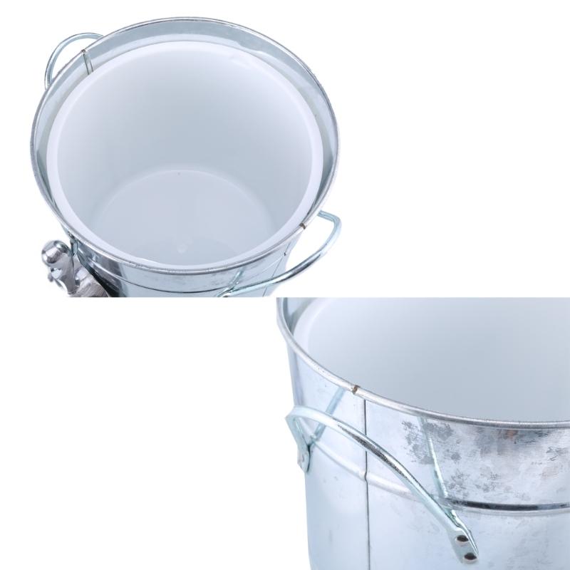 Round Beverage Tub with Shovel and Lid Double Handle Ice Bucket Metal Drink Coolers Champagnes Bucket Easy To Carrys