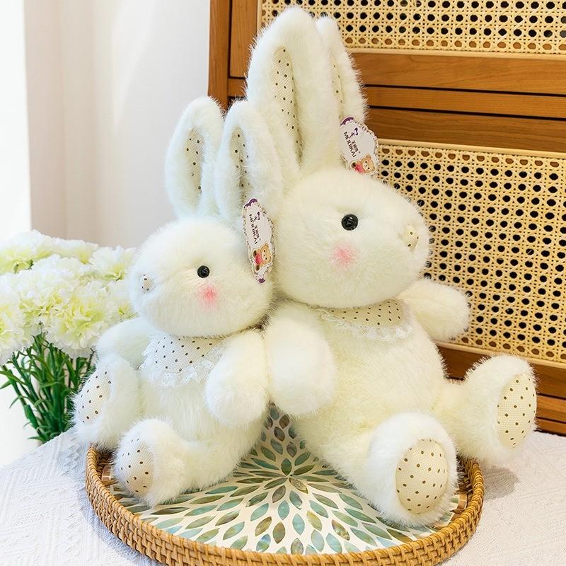 Cute Polka Dot Bunny Plush Toy With Pp Cotton Filling For Girls And Kids Gift