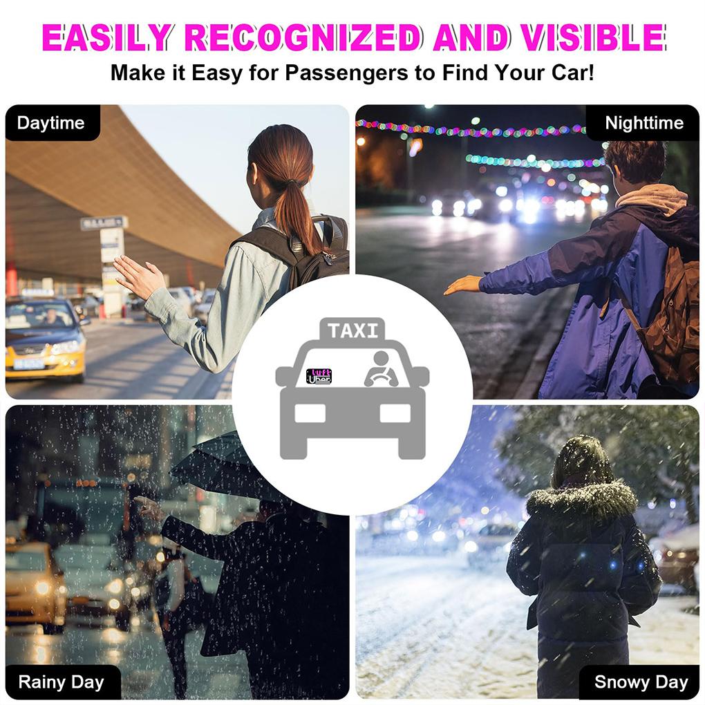 LED Light Sign for Car Taxi Windshield USB Car LED Sign with Suction Cups Scrolling Display Board Control For Carpool Driver