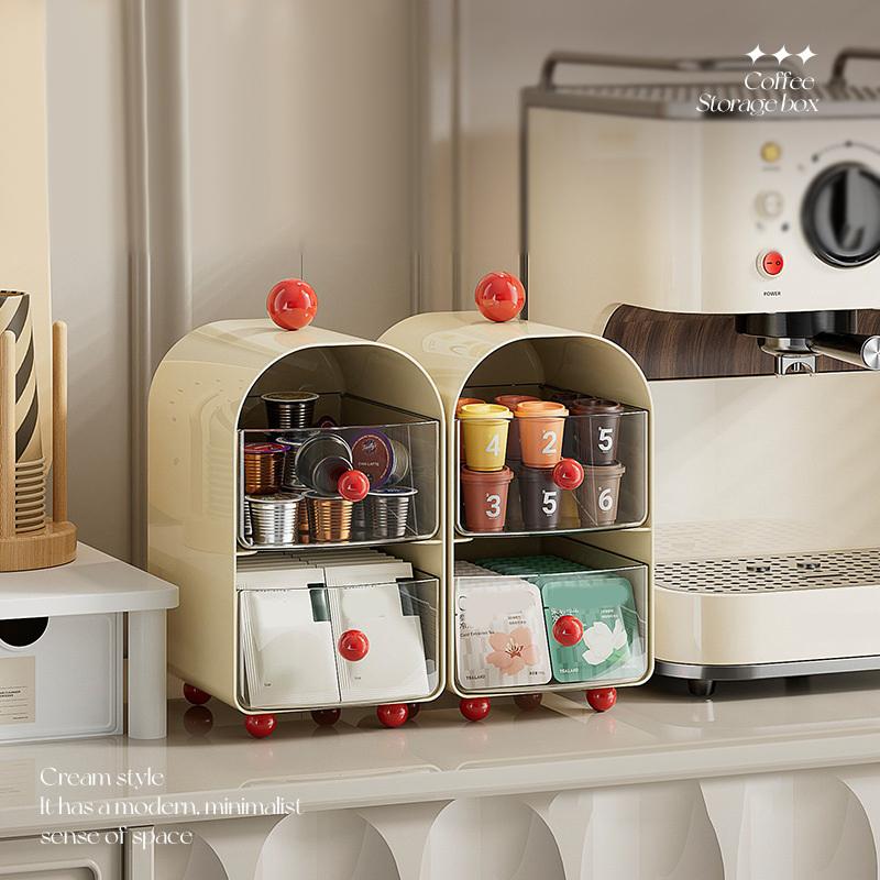 Tea Bag Storage Box Coffee Capsule Storage Rack Office Bar Multi-Layer Desktop Storage Box Tea Storage Box