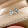 925 Sterling Silver Shiny Zirconia Heart Earrings for Women Exquisite Party Wedding Jewelry Accessories