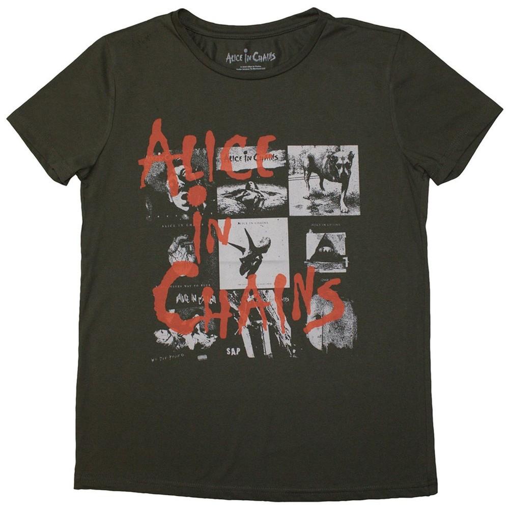 Alice In Chains Albums Montage Green Women s T shirt - NEW OFFICIAL Unisex T-Shirt XXL