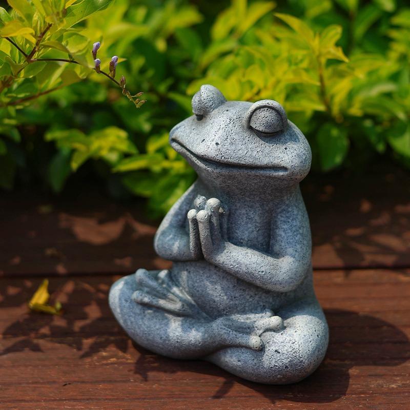 1Pcs Meditation Frog Bonsai Animal Resin Ornaments Outdoor Courtyard Garden Simulation Atmosphere Home Cute