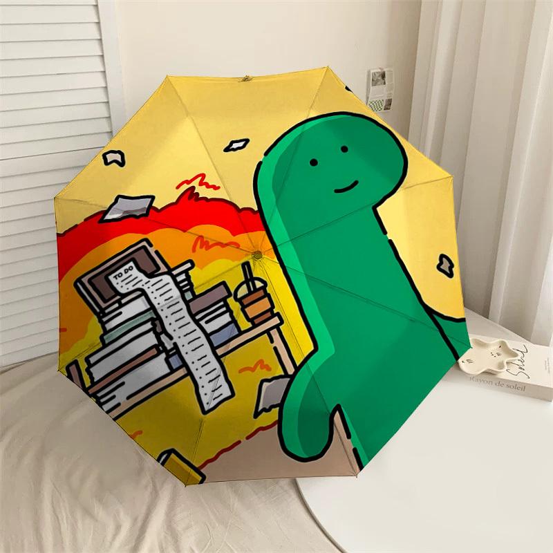 

Green Dinosaur Adventure Umbrella: Automatic Opening & Closing, Outdoor Protection, Lightweight and Durable Travel Accessory