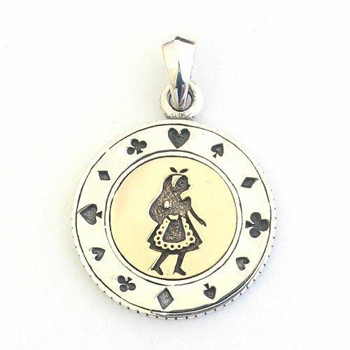 Good Vibrations Alice Rabbit Playing Card Coin Pendant
