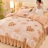 Light luxury high-end thickened milk fleece four-piece set, winter warm quilt cover, double-sided coral fleece anti-static three-piece set