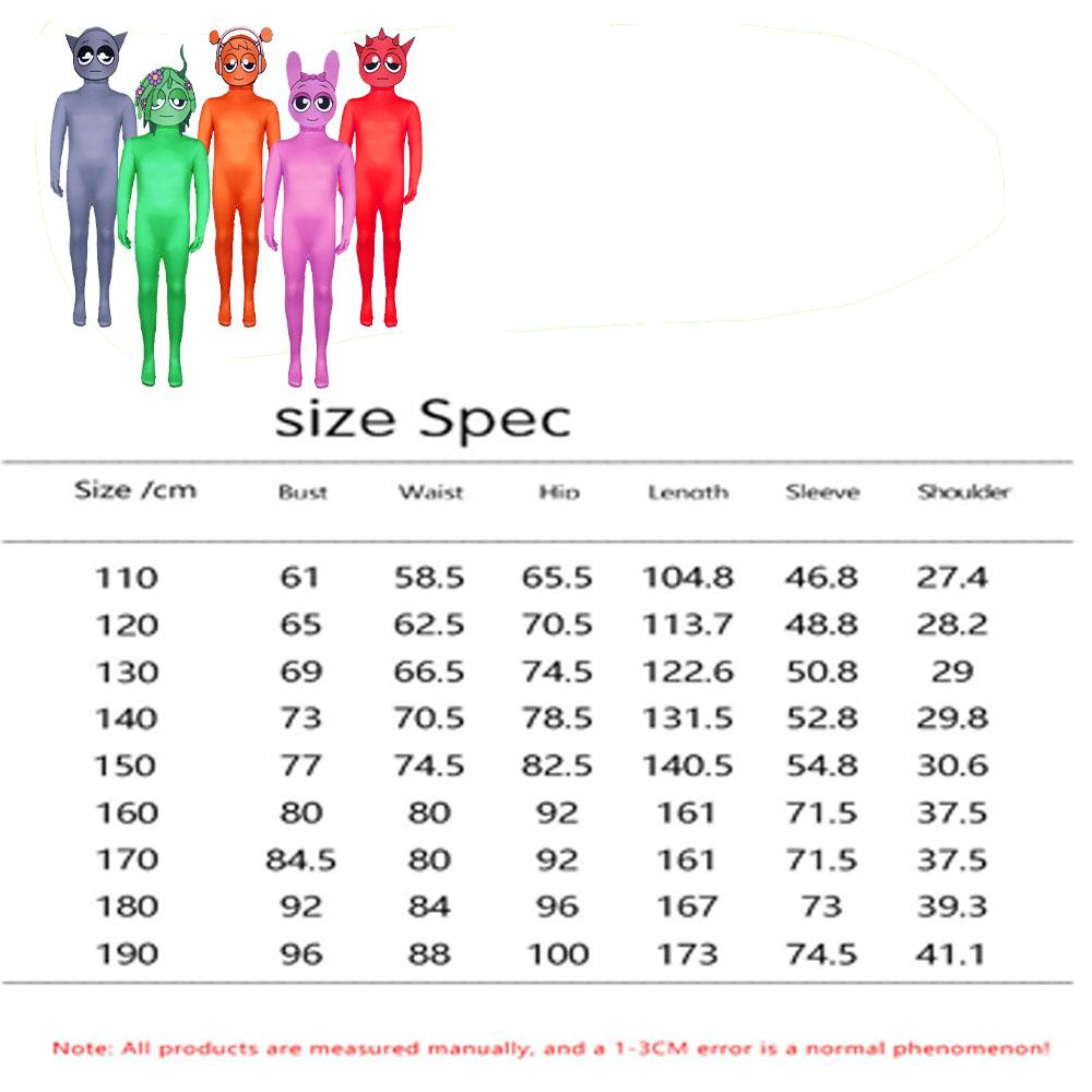 Sprunki Cosplay Costume Tight Fitting Jumpsuit Mask for Children Adults Game Peripheral Creative Suit