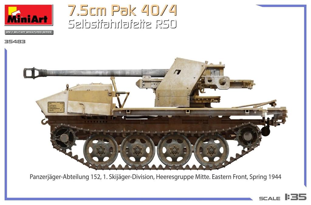 Miniart Gun RSO Plastic Model MA35483 1/35 7.5cm Pak40/4 Self-Propelled (Military Vehicle)