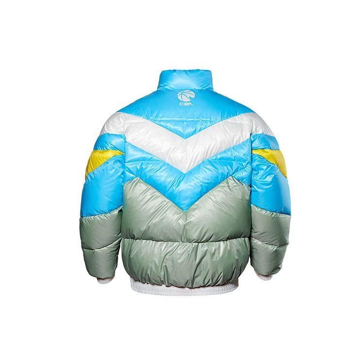 Li Ning Sport Warm Spliced Color Block Down Jacket Men Jackets Blue AYMQ591-2