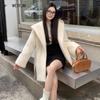 Xiyu Damen Kurzmantel aus weißer Wollmischung