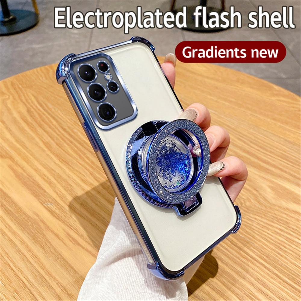 Quicksand Glitter Magnetic Stand Phone Case For Samsung Galaxy S24 S23 S22 Plus Ultra S20FE S21FE Note 20 Ultra Shockproof Cover