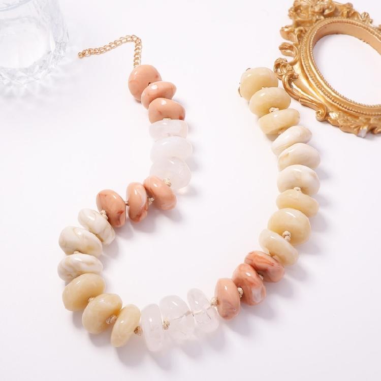 Resin Bead Strand Necklace With Color-Block Detail, Extender Chain Fit and Statement Styling for Daily Outfit Pairing