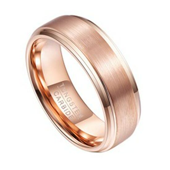 

Вольфрамовое кольцо цвета розового золота 8 мм - Европейский и американский стиль Size 7 розового золота