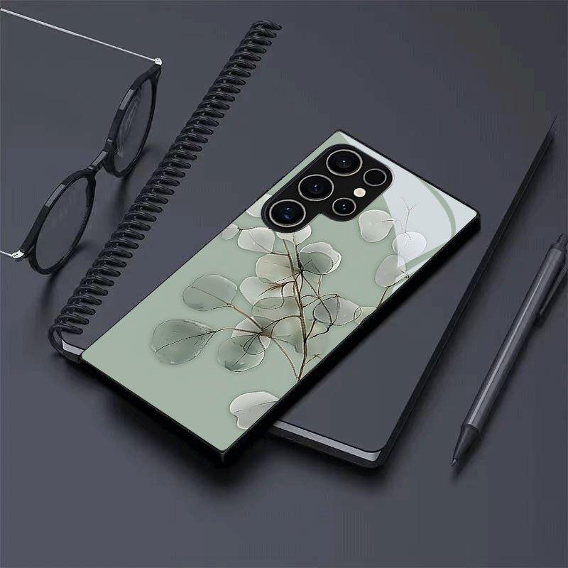Transparent Eucalyptus Leaf Print Phone Case Suitable for Galaxy S26 S25 S24 S23 Ultra S22 Ultra S20 Ultra 56 A72 A73 5G