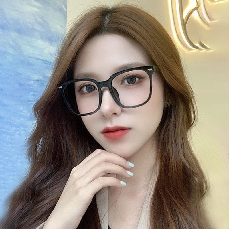 

Black-framed glasses for women, Korean style, trendy, anti-blue light, new fashion eyeglass frames, large frames for men, slimming, plain lenses 【No lenses】Spectacle