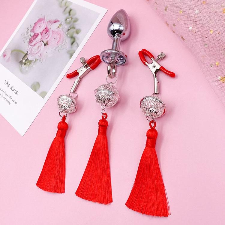 Tassel Palace: Wearable Nipple Clamps with Charms - Erotic SM Accessories for Women