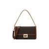 MK Sonia Monogram Chain Flap Faux Leather Small Square Bag Women Handbags Dark-Brown Acorn-Brown 35F1G6SL3B-200