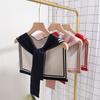 Koreanisches College Marineblau gestreifter Wollstrick Schulterumhang geknoteter warmer Schal Sommer klimatisierter Raum Nacken schützen Damen Schal
