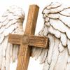 Angel Wing Wall Decoration, with Hanging Cord, Feathered and Crosses Design, 2D Flat Christian Hanging Plaque for Prayer