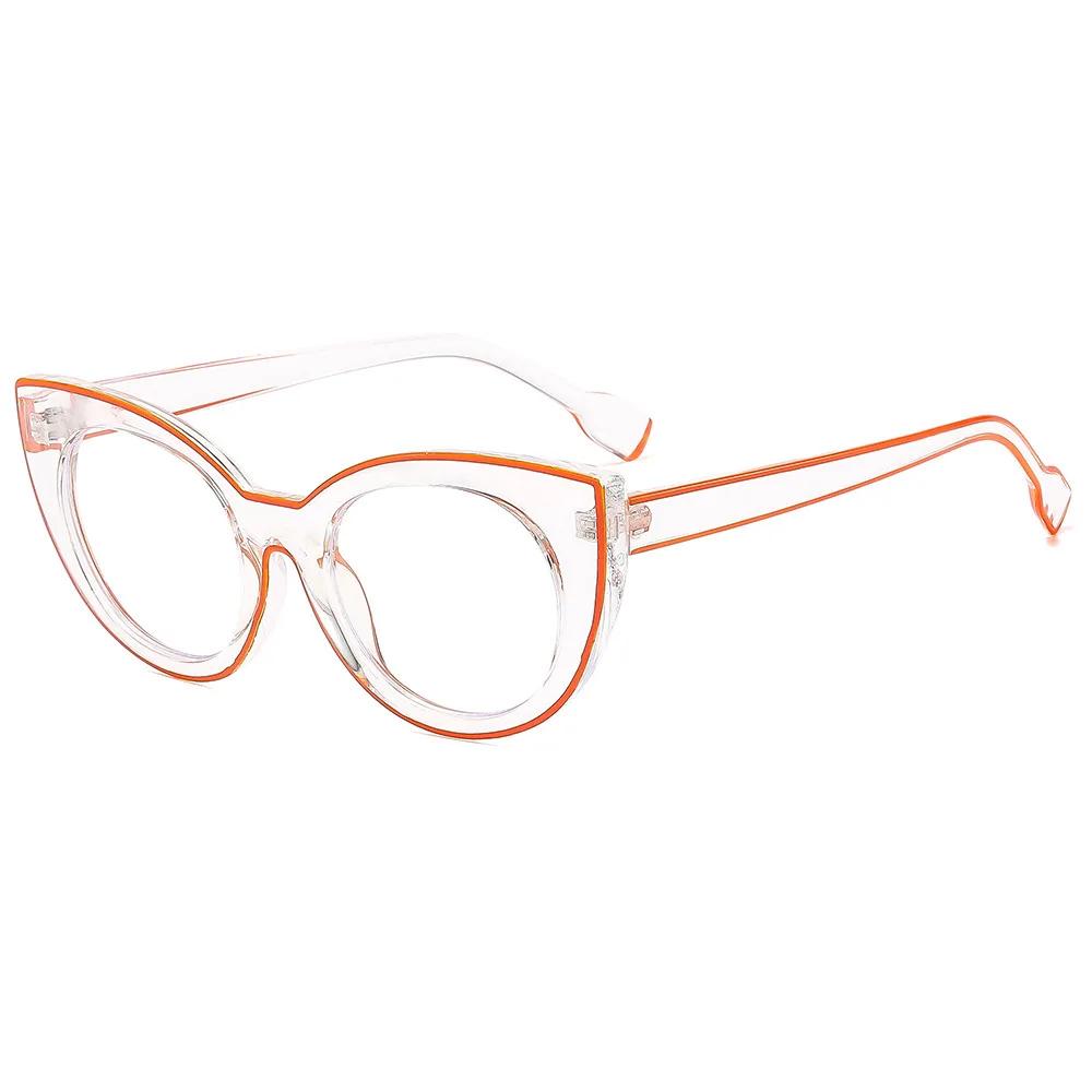 

Модные очки для чтения с полнооправой формы «кошачий глаз» большого размера для дам и господ, удобные очки с защитой от синего света от 0 до +4.0 +350 оранжевый