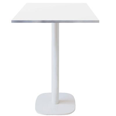 60 X 60 Cm High Table - Round Model, White Base, Stainless Steel Edges