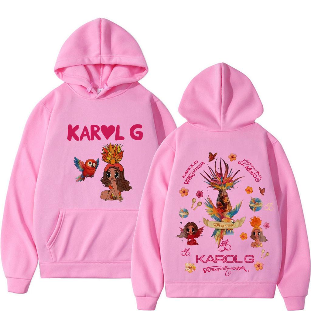 Karol G Viajando Por El Mundo Tropitour 2026 Graphics Hoodie Unisex Fashion Sweatshirts Long Sleeves Casual Hip-hop Pullovers