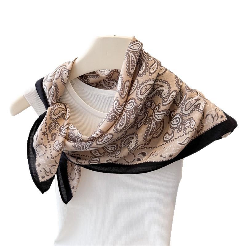 New cashew herringbone and linen small square scarf silk scarf imitation velvet scarf shawl sun protection scarf women's
