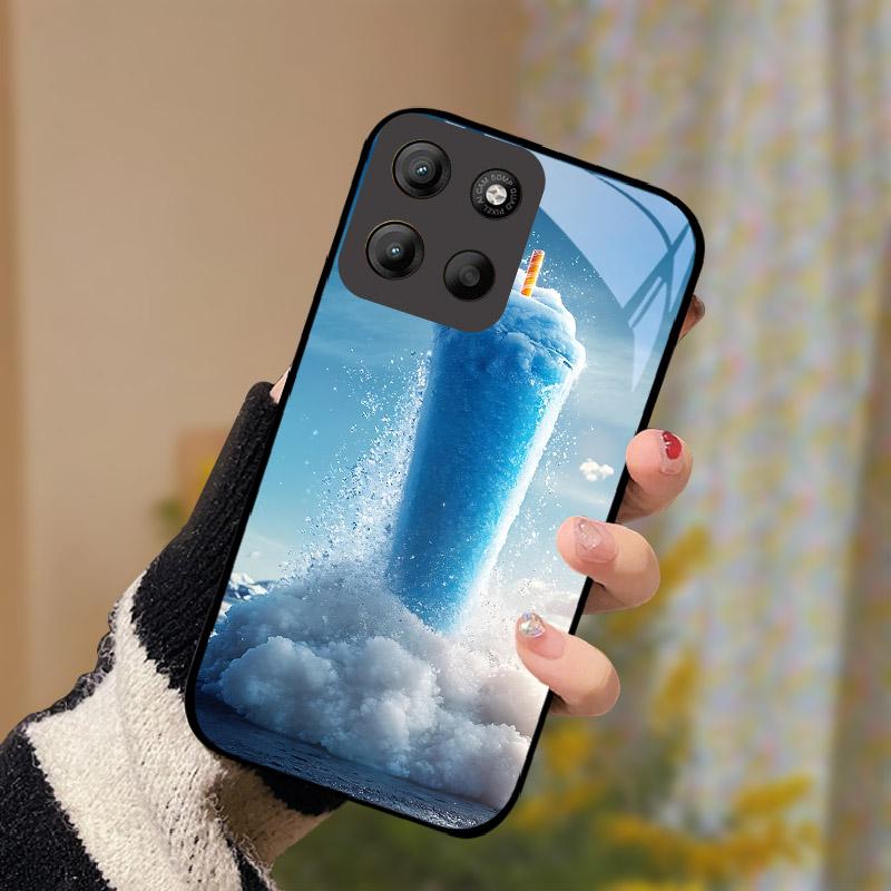 Para Motorola Moto G15 Capa Vidro Temperado Anti Queda Capa de Telefone Para Moto G 15 MotoG15 Capa Protetora Resistente a Choques Concha Dura de PC Bumper Traseiro