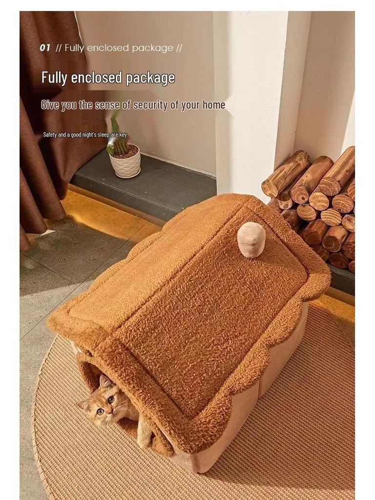 Removable & Washable Pet Nest: Cozy, Semi-Closed House for Cats & Dogs, Suitable for All Seasons