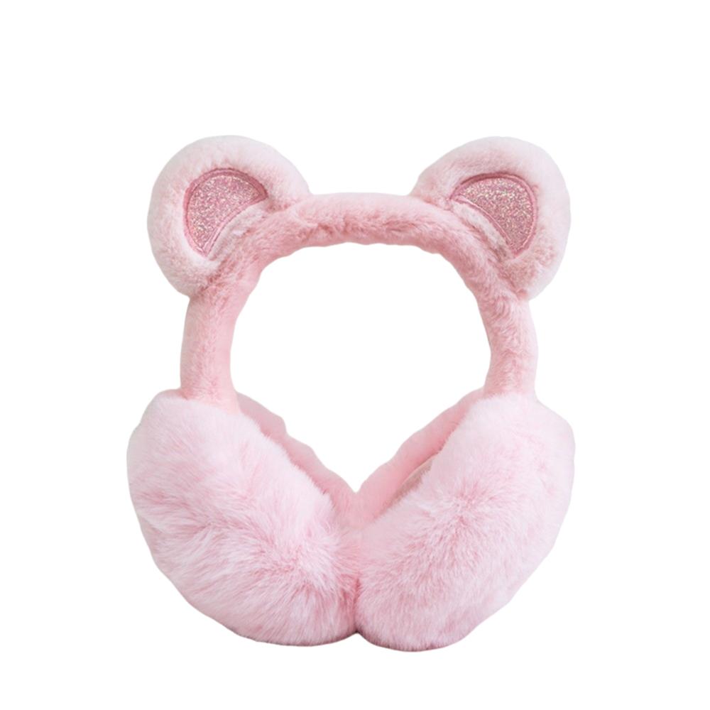 Anti-Freeze Sequins Bear Ear Earmuffs Plush Winter Ear Muffs Cute Ear Cover  for Women Girls