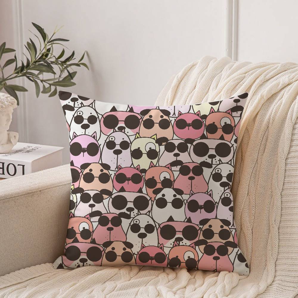 Cute Dog Face Pattern Pillow Case Home Decor Throw For Sofa Bed Car Room Decor Gift Idea