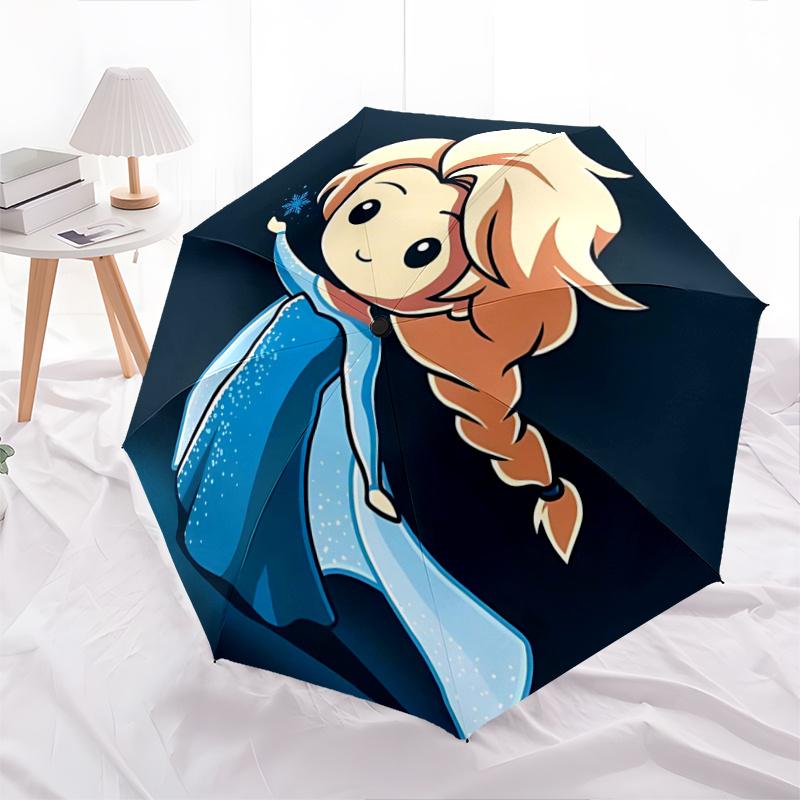 

1pc Ice Queen Elsa from Frozen Fully Automatic Folding Portable Umbrella, 8 Iron Frames, Three-Fold Design, Suitable for All Seasons, Suitab