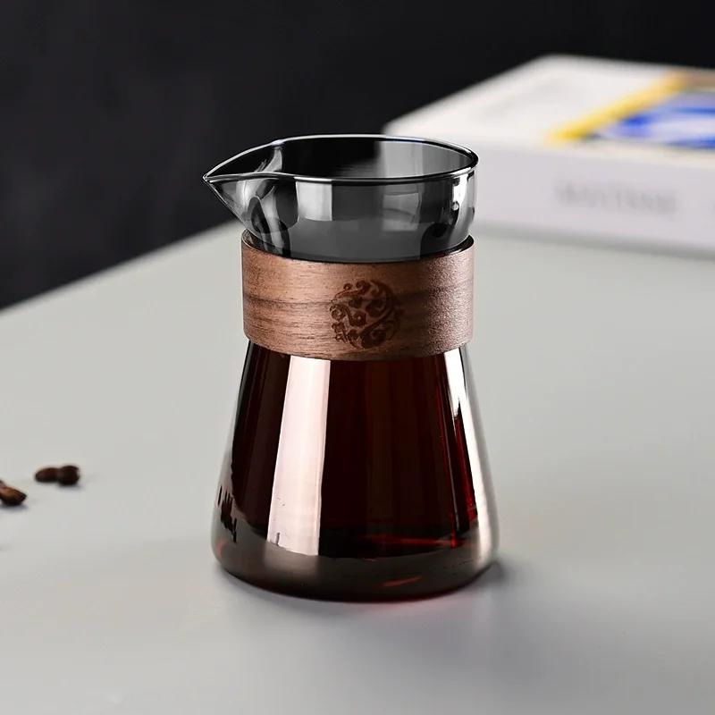 Coffee Pot Sharing Mug,pour-over Coffee Cup with Wood Heat-Resistant Layer,Stainless Steel Coffee Filter  barista coffee server