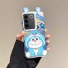 KEYSION Cute Ear Cartoon Case for VIVO V27 5G with Lanyard Soft Silicone+PC Shockproof Phone Back Cover for VIVO V27 5G