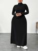 Plus Size High Neck Dress - Autumn/Winter European & American Style for Women