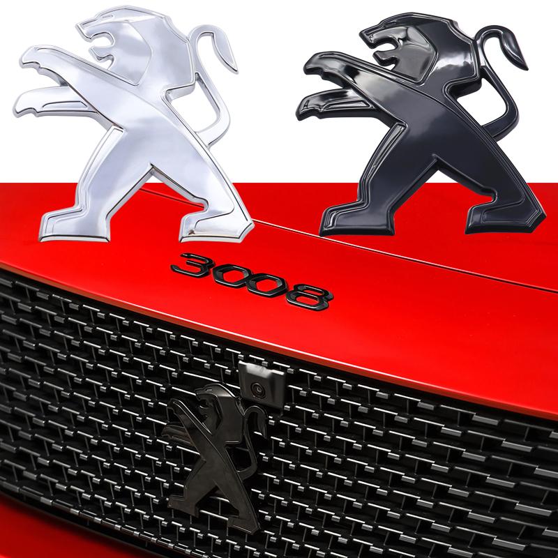 For Peugeot 3008 2008 1pcs ABS 3D Car Front Logo Front Hood Rear Bumper Tail Door Trunk Sticker Car Emblem Styling Accessories