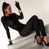 Black Jumpsuit for Women Mesh Lace Long Sleeve See Through Jumpsuits Sexy Rave Oufits Clubwear 2026 Summer See Through Rompers Overalls