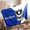 Portsmouth FC Personalized Fleece Blanket With Football Logo, Custom Name Text Soft Warm Home Throw Blanket