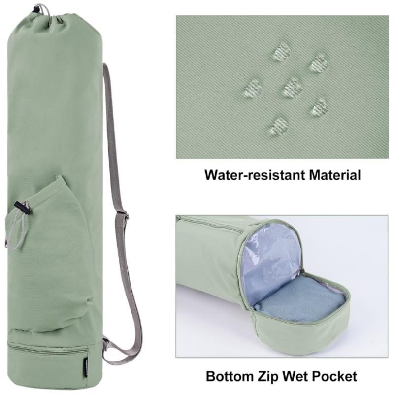 Yoga Mat Bag With Water Bottle Pocket And Bottom Wet Compartment, Multi-Functional Yoga Mat Carrier