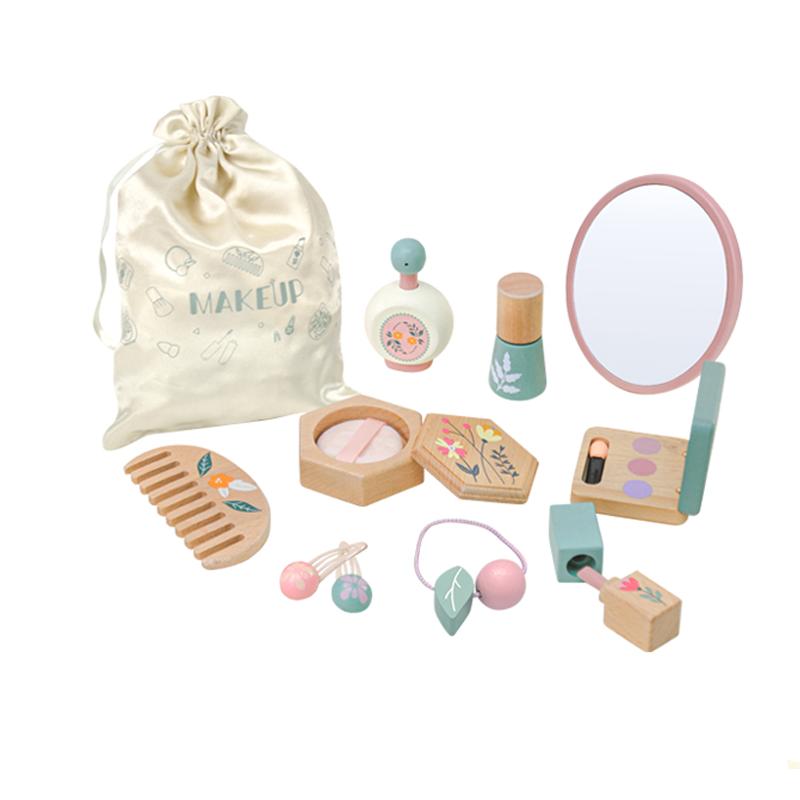

Children s Simulation Makeup Toys, Playing House, Wooden Girl Role-playing, Dressing Up, Gift, Makeup Bag Set